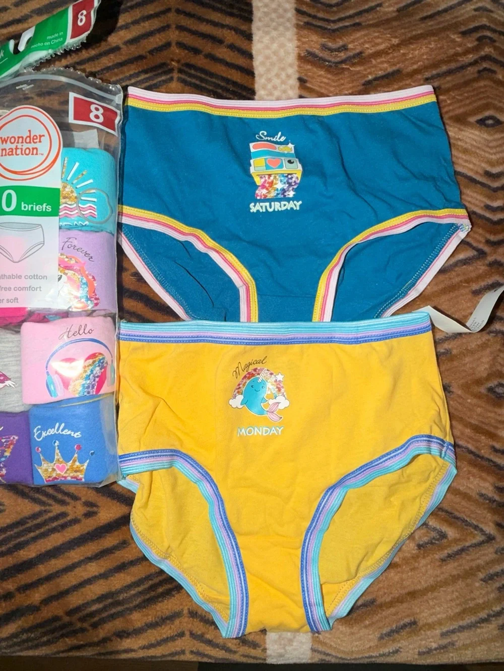 wonder nation Girls Cotton Briefs Pack - Blue & Yellow